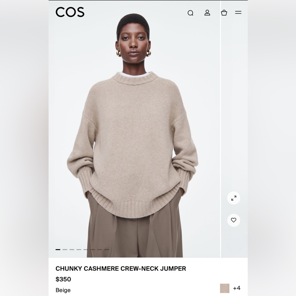 Cos Chunky Pure Cashmere Crew Neck Sweater